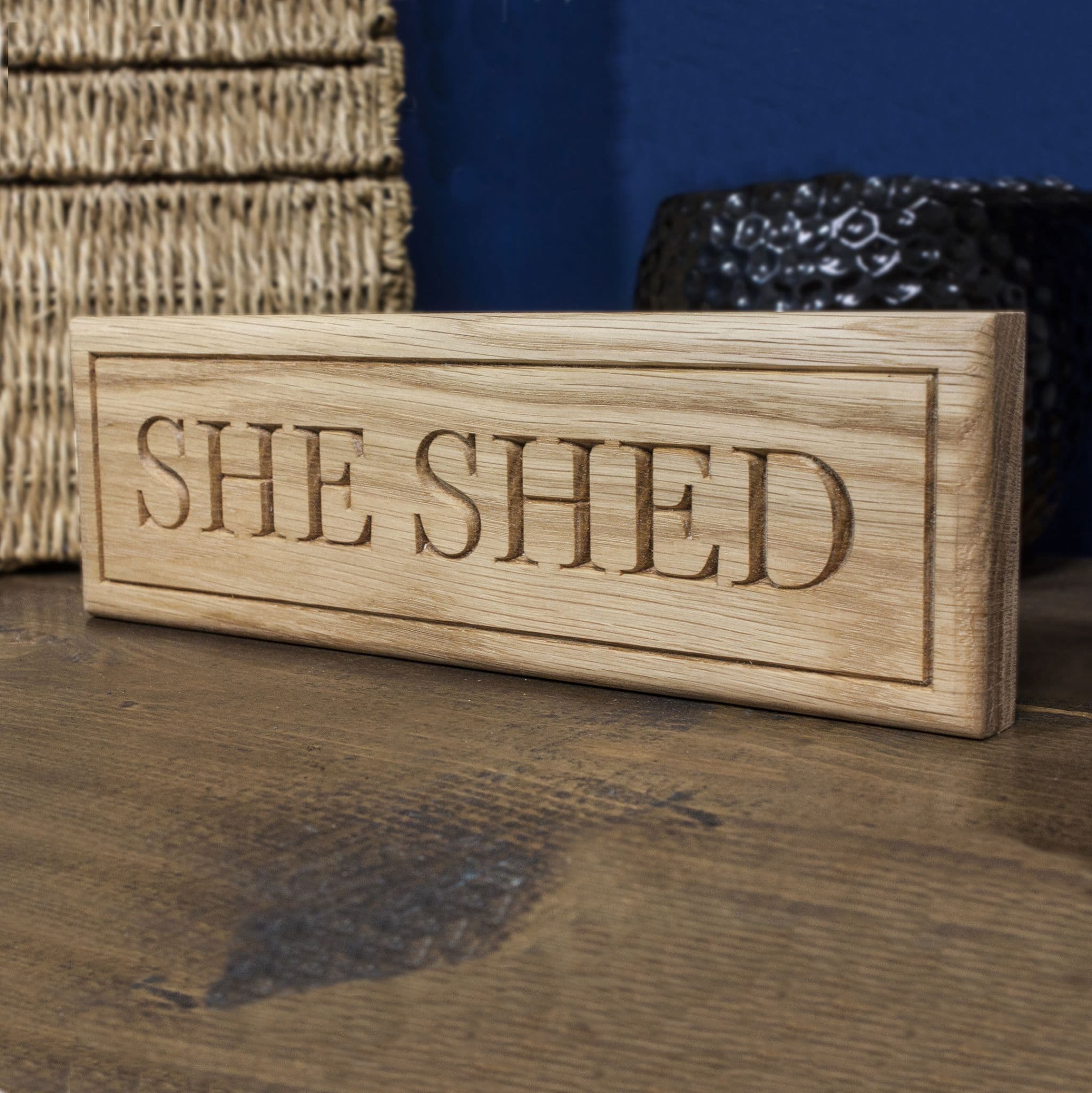 Engraved Oak She Shed Sign
