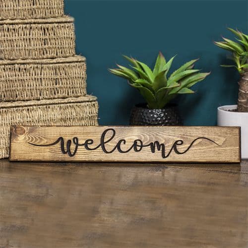 Wooden Engraved Welcome Sign